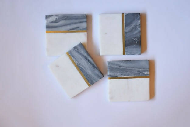 Coasters Marble Square Grey/White