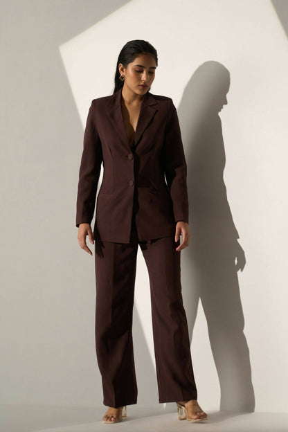 Iconic - Brown Blazer With Straight Pants (Set)