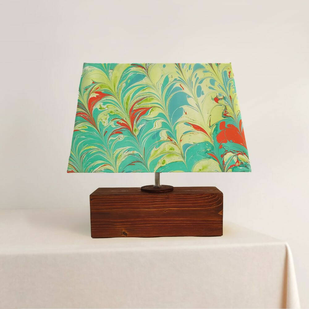 Modern Table Lamp - Marbling | Green and Yellow