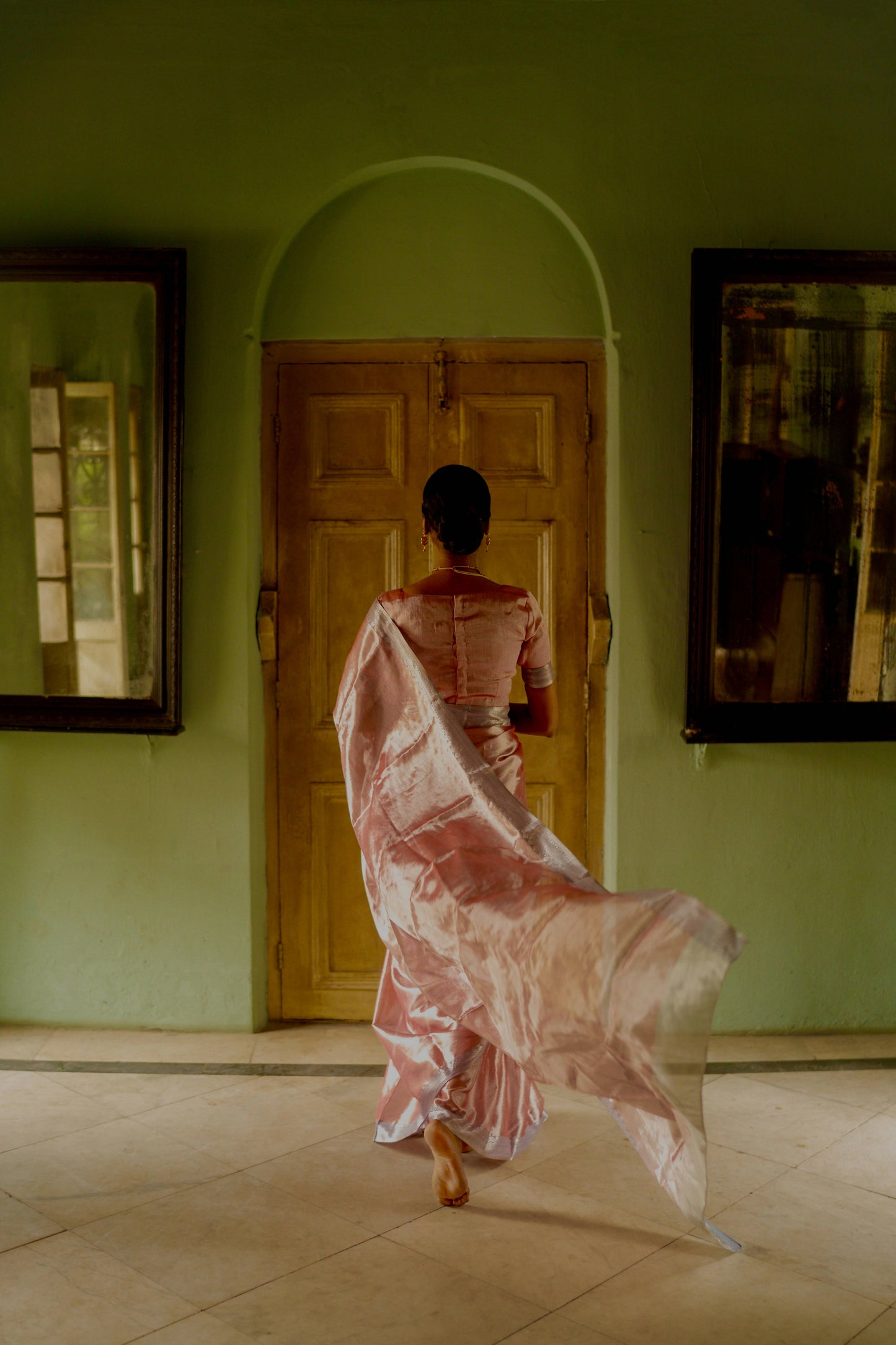 Glory To The Crown Handwoven Mulberry Silk Tissue Saree