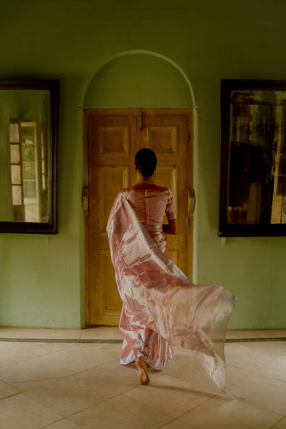 Glory To The Crown Handwoven Mulberry Silk Tissue Saree