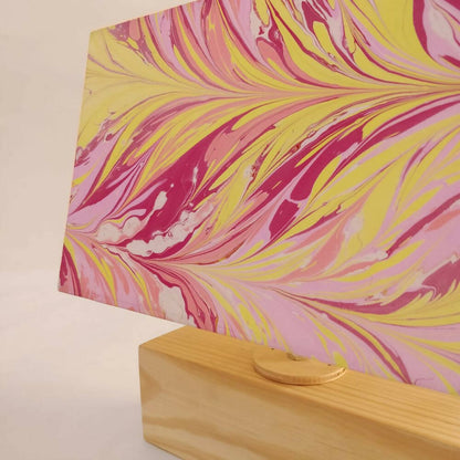 Modern Table Lamp - Marbling | Yellow and Magenta