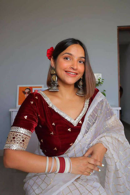 Kamini in Maroon Blouse