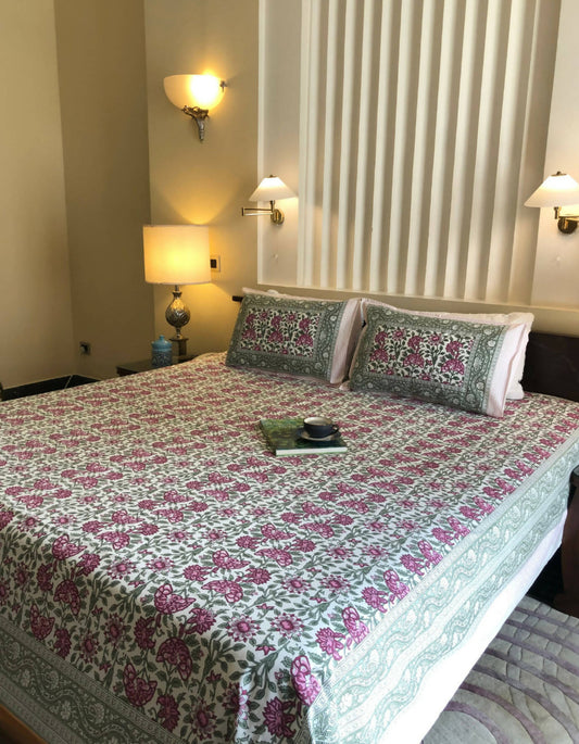 Pink Mughal Jaal Besheet Set