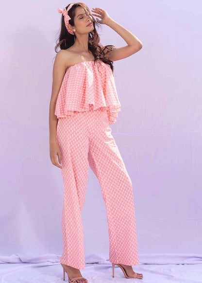 Cherry Blossom Off-Shoulder Jumpsuit