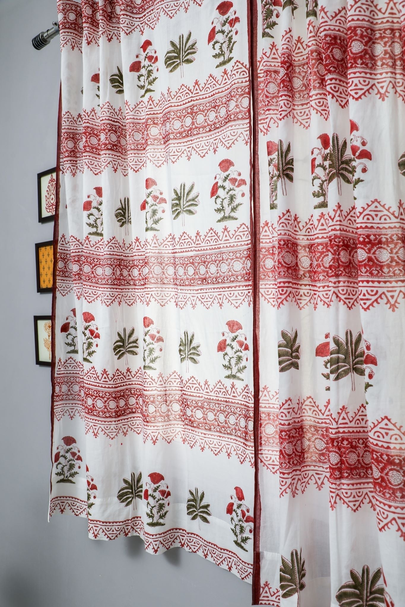 Made on Earth Handblock Printed Cotton Window Curtain