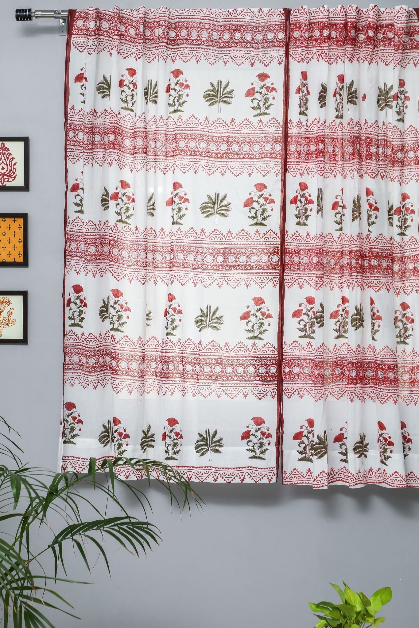 Made on Earth Handblock Printed Cotton Window Curtain