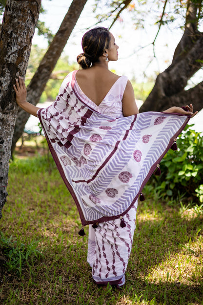 Peixe Mul Cotton Pink Saree