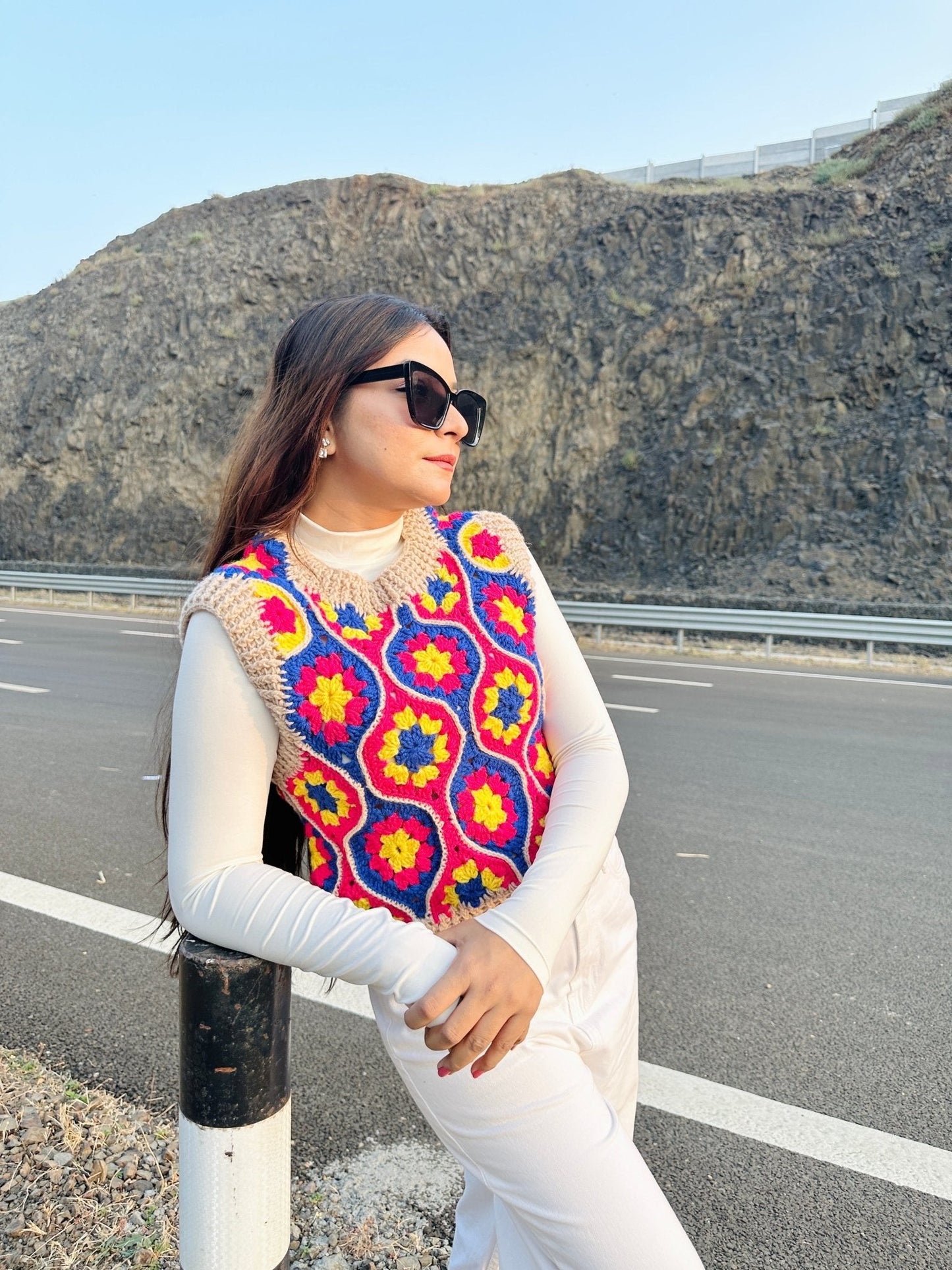 Multicoloured Crochet Vest