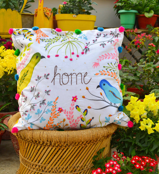 Hand Painted Garden Cushion Cover