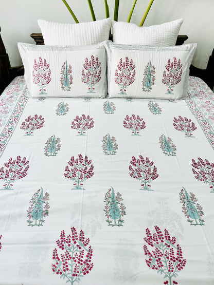 Panchi Block Printed Cotton Bedsheet