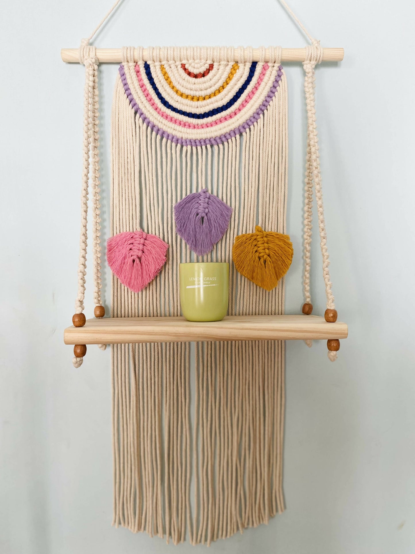 Semi Mandala Macrame Floating Shelf