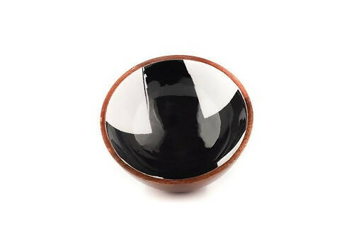 Serving Bowl Wooden Black Brush