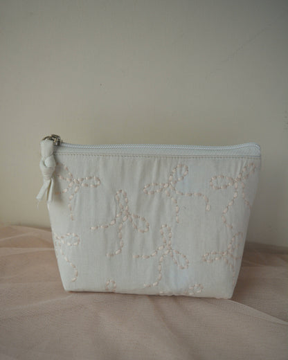 Rice Stitch Bow Everyday Pouch