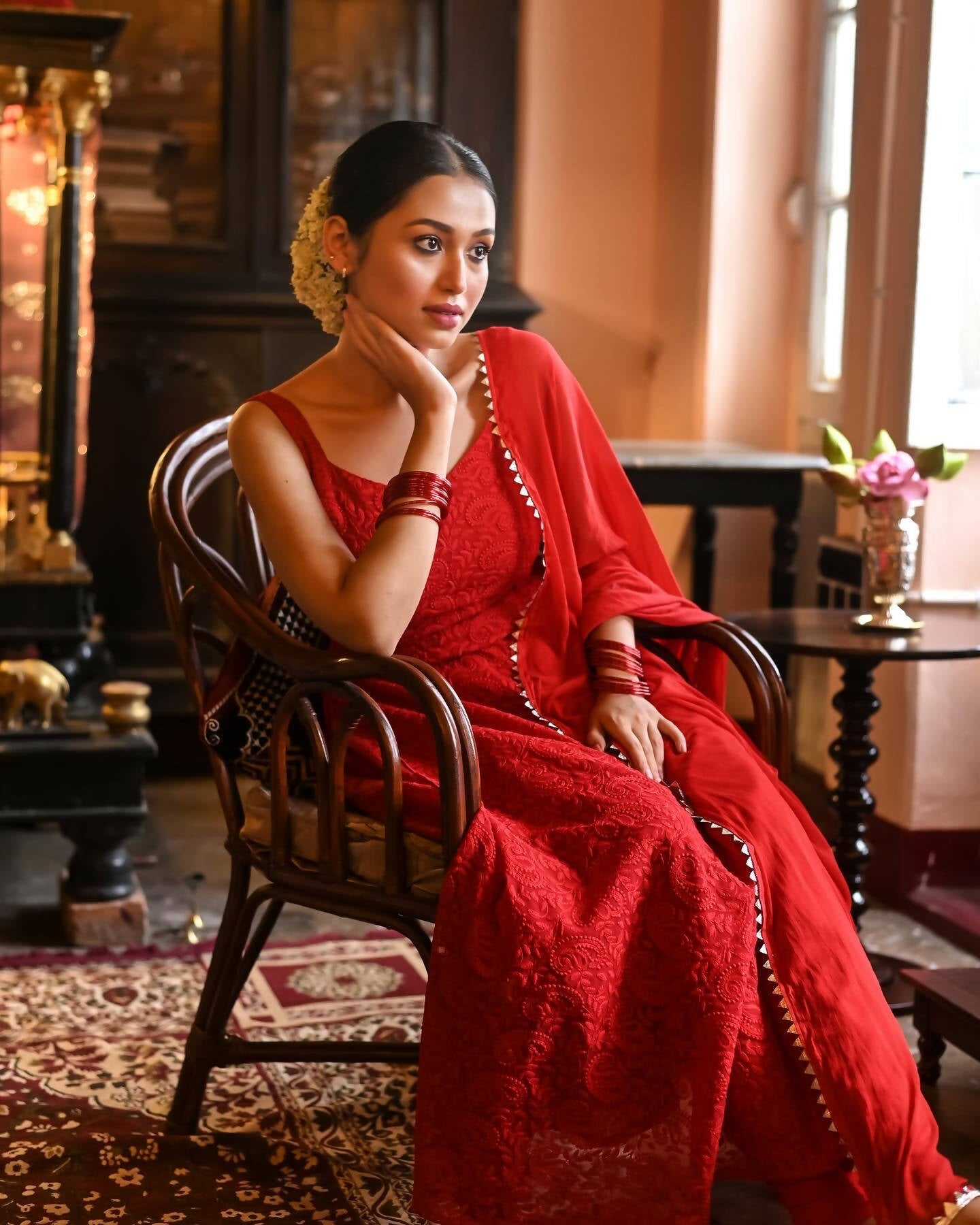 Pihushree Red Anarkali Kurta