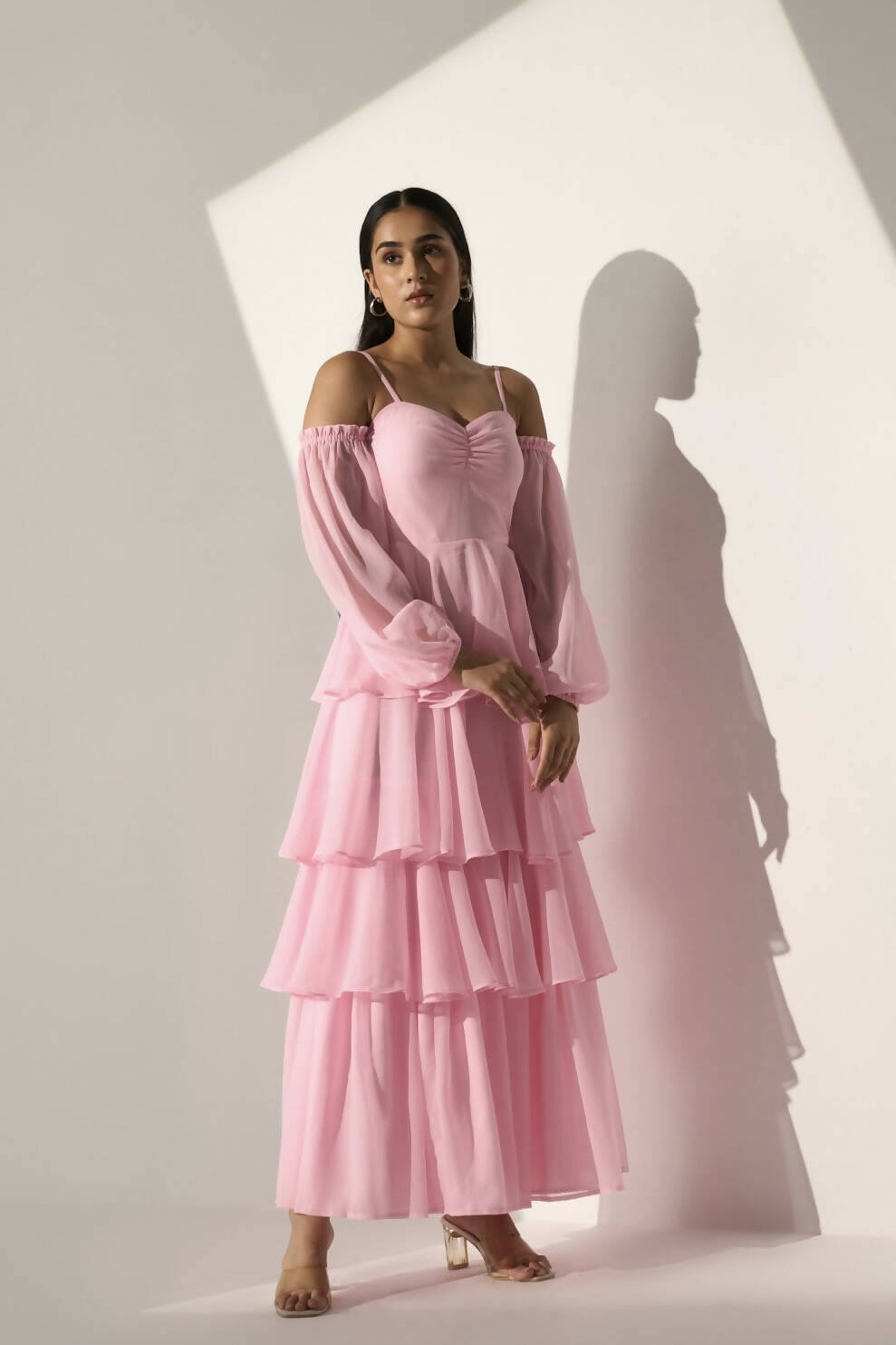 Darling Baby Pink Long Frill Dress