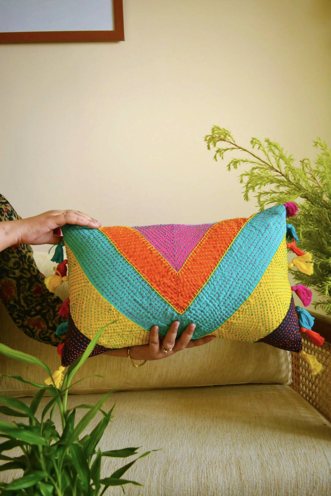 Banjaran Kantha Cushion