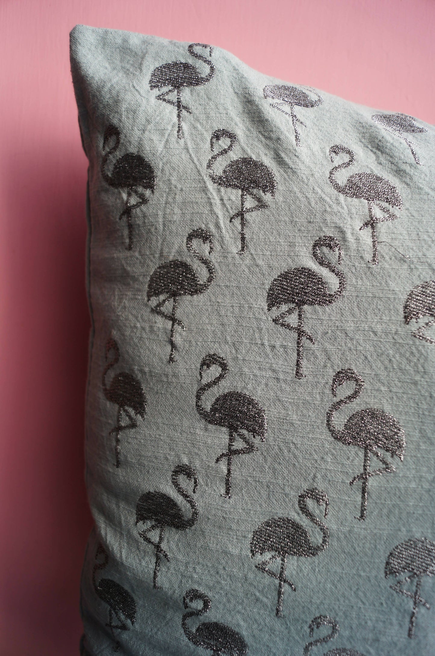 Cloudy Grey Flamingo Cushion Cover