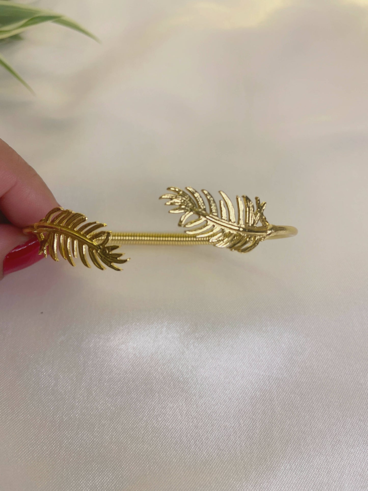 Golden Feather Adjustable Bangle
