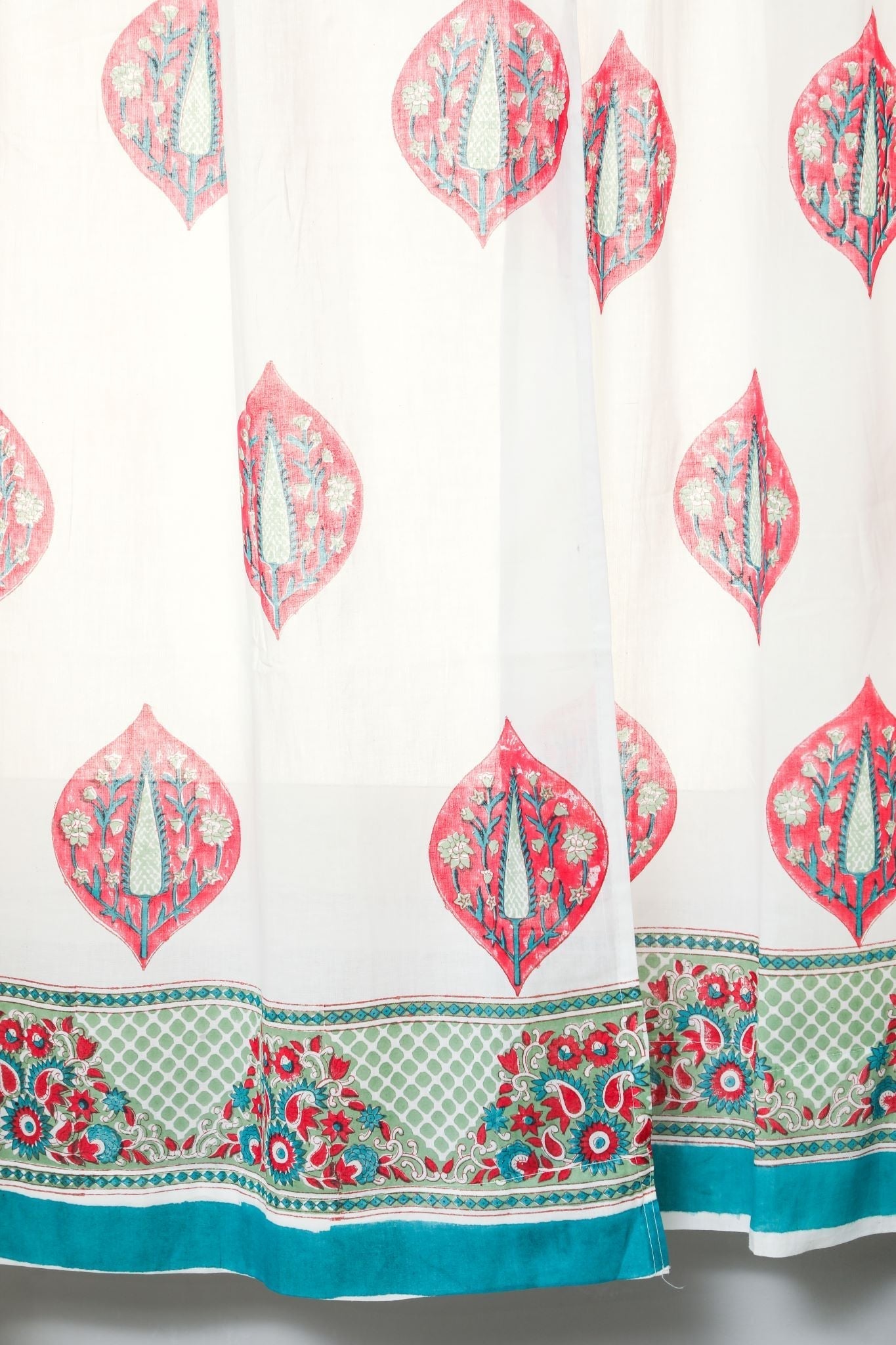 Persian Palm Handblock Printed Cotton Window Curtain