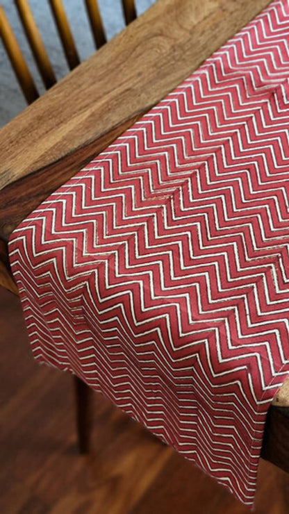 All Over Red Chevron Wipeable & Anti-slip Table Runner