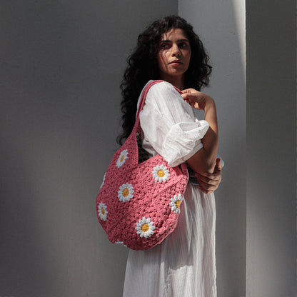 Pink Daisy Hobo Bag