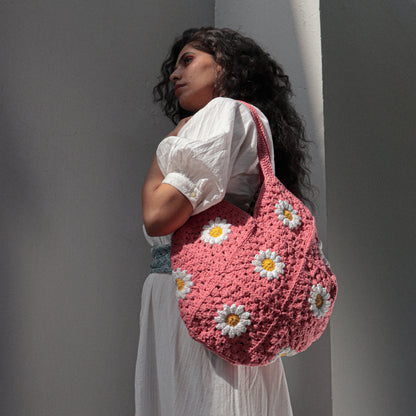 Pink Daisy Hobo Bag