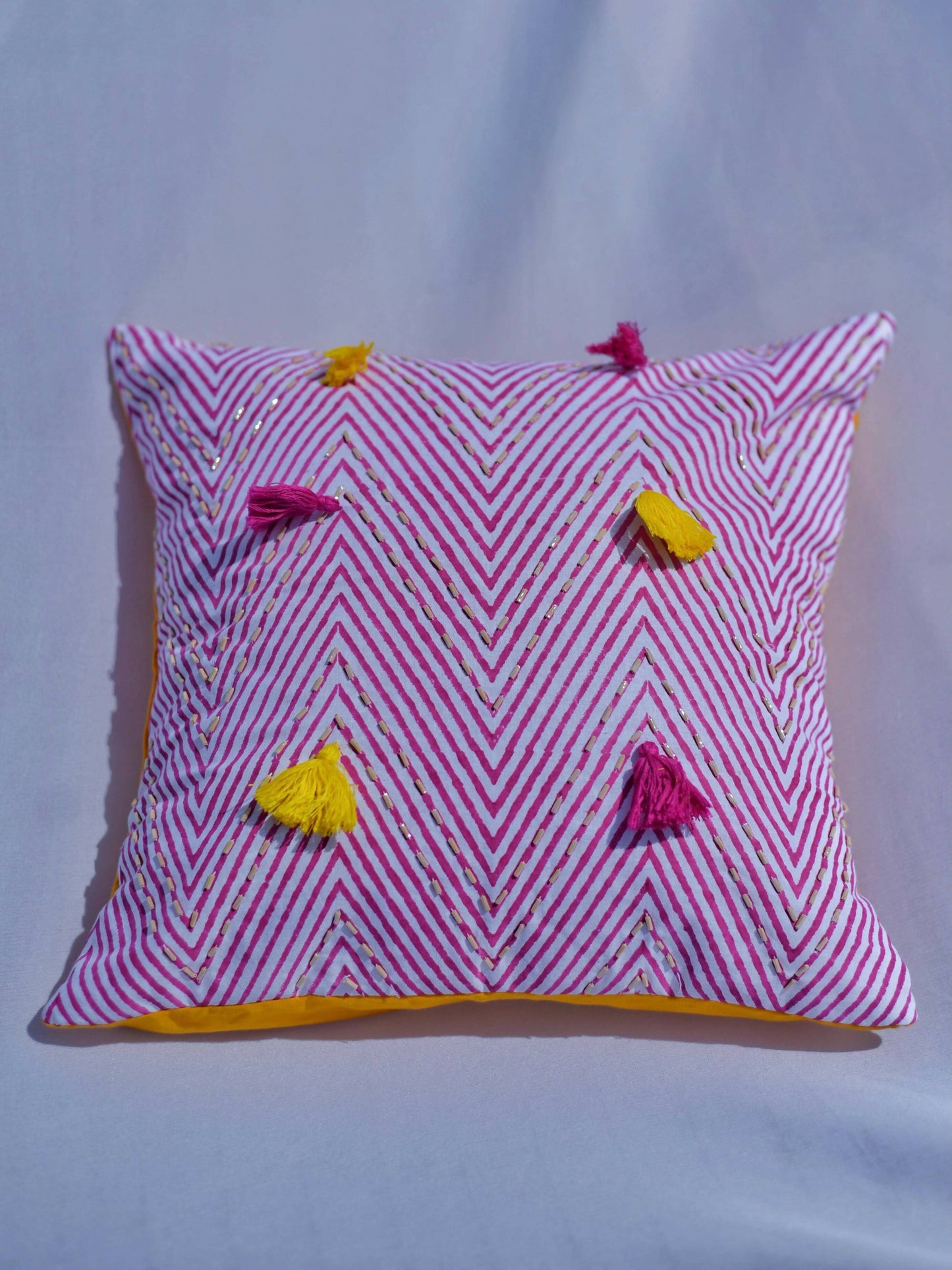 Chevron Beadwork Cushion Cover