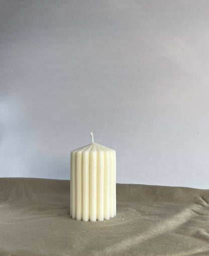 Ribbed Pillar Candle