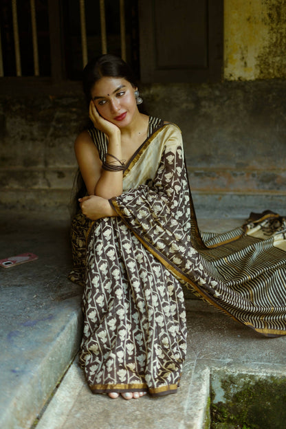 Eternal Elegence In Black - Chanderi Saree