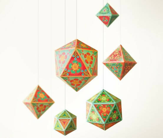 Set Of 10 Geometric Ornaments - Diy Paper Craft Kit