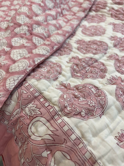 Reversible Hand Block Quilt | Pomegranate