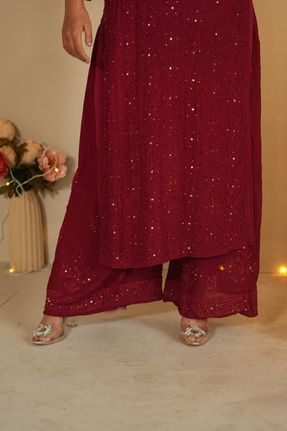 Noor Chikankari And Mukaish Work Kurti