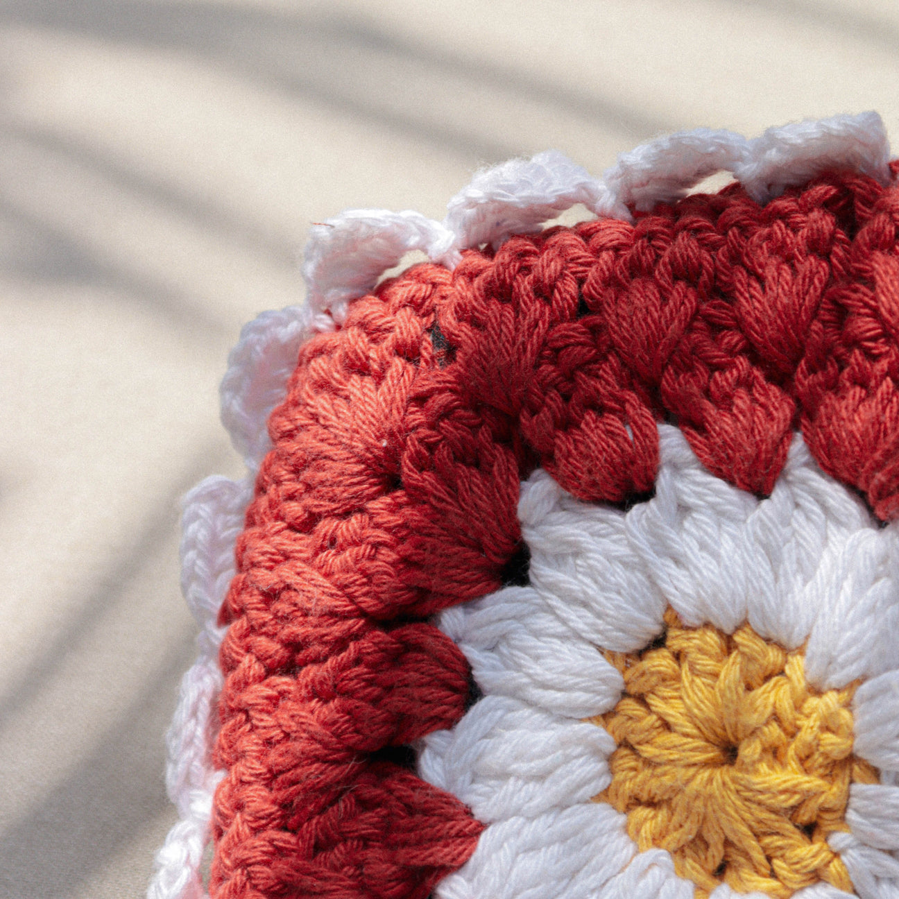 Red Daisy crochet pouch