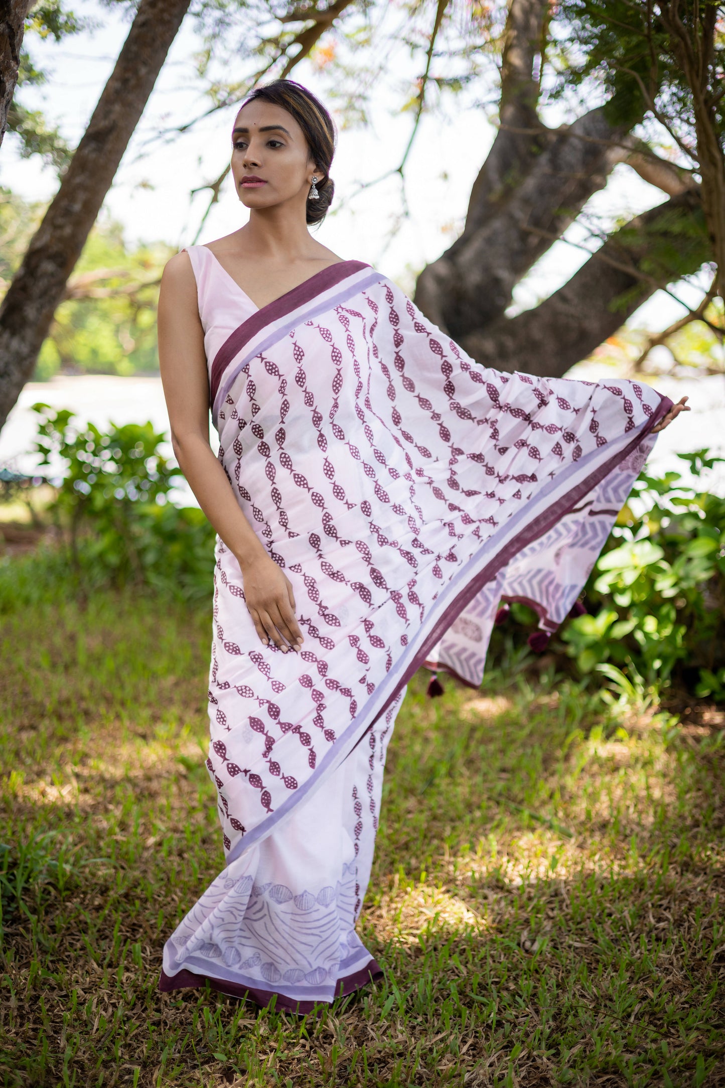 Peixe Mul Cotton Pink Saree