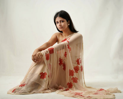 Half-Daisies Chiffon Pearl Saree