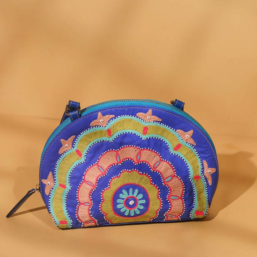 Blue Half-Round Sling Bag