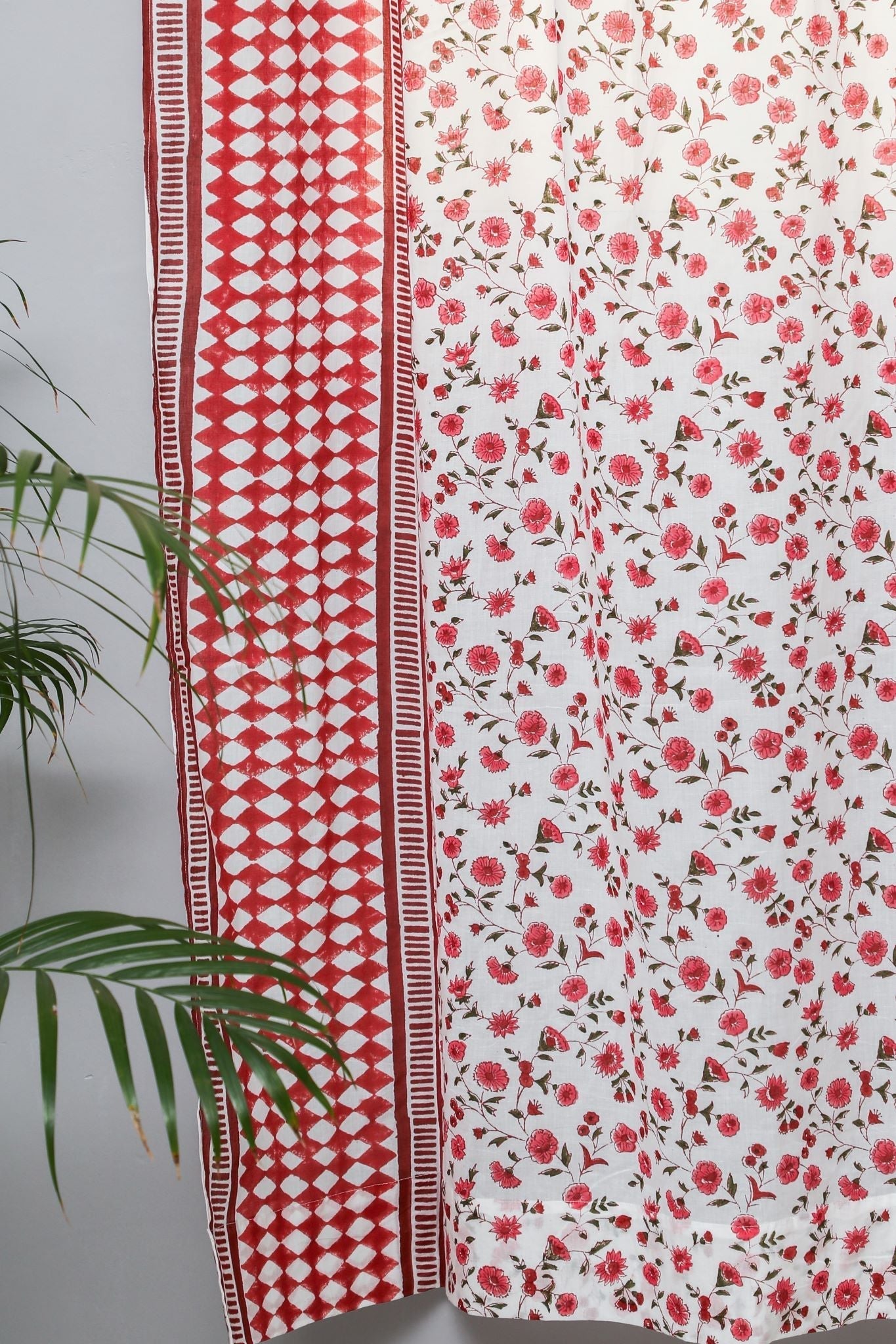 Anemone Orchid Handblock Printed Cotton Door Curtain