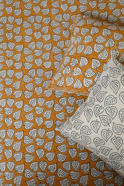 Autumn Fall Handblock Printed Cotton Bedsheet