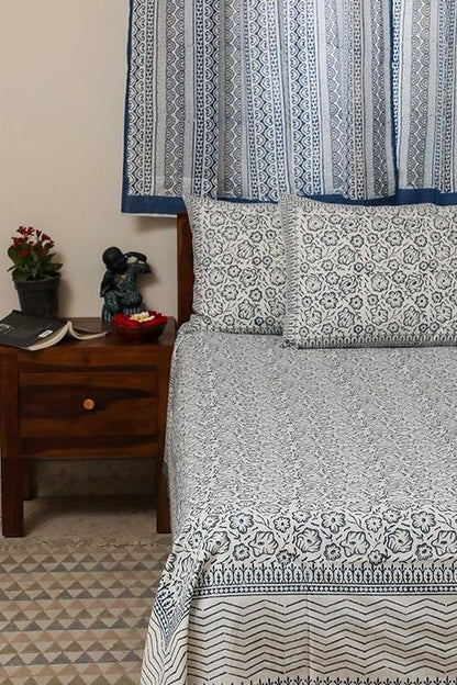 Bed of Flowers' Handblock Printed Cotton Bedsheet