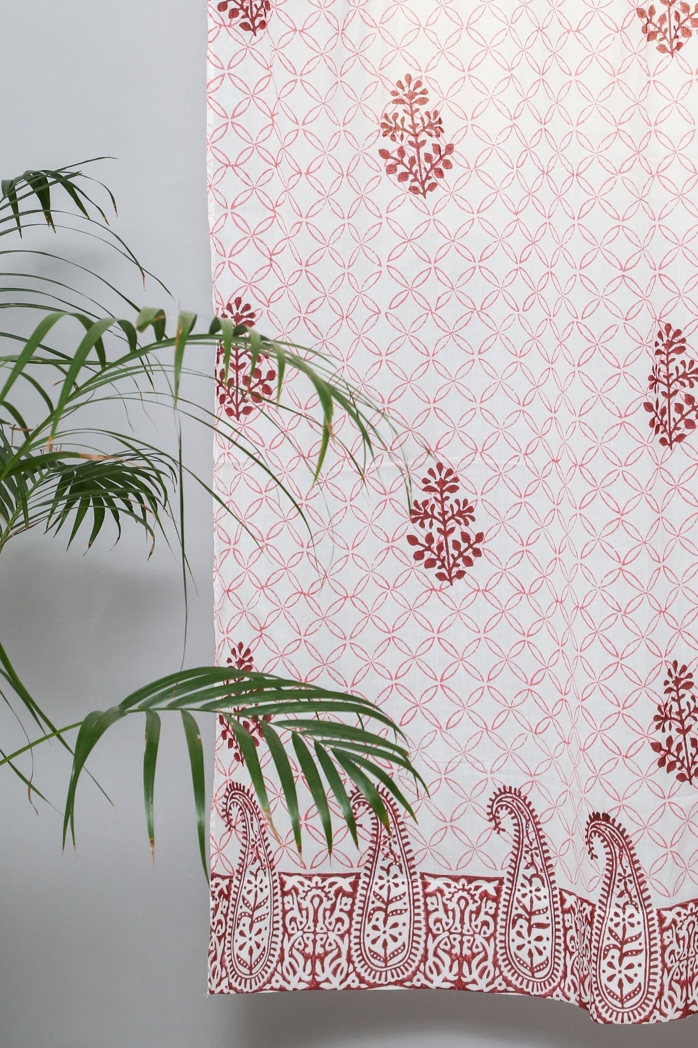 Bunz's Red Bangles Handblock Printed Cotton Door Curtain