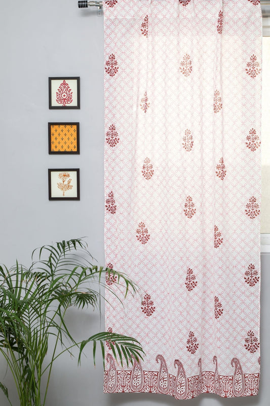 Bunz's Red Bangles Handblock Printed Cotton Door Curtain