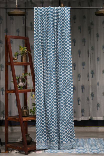 Climbing Lotus Handblock Printed Cotton Door Curtain