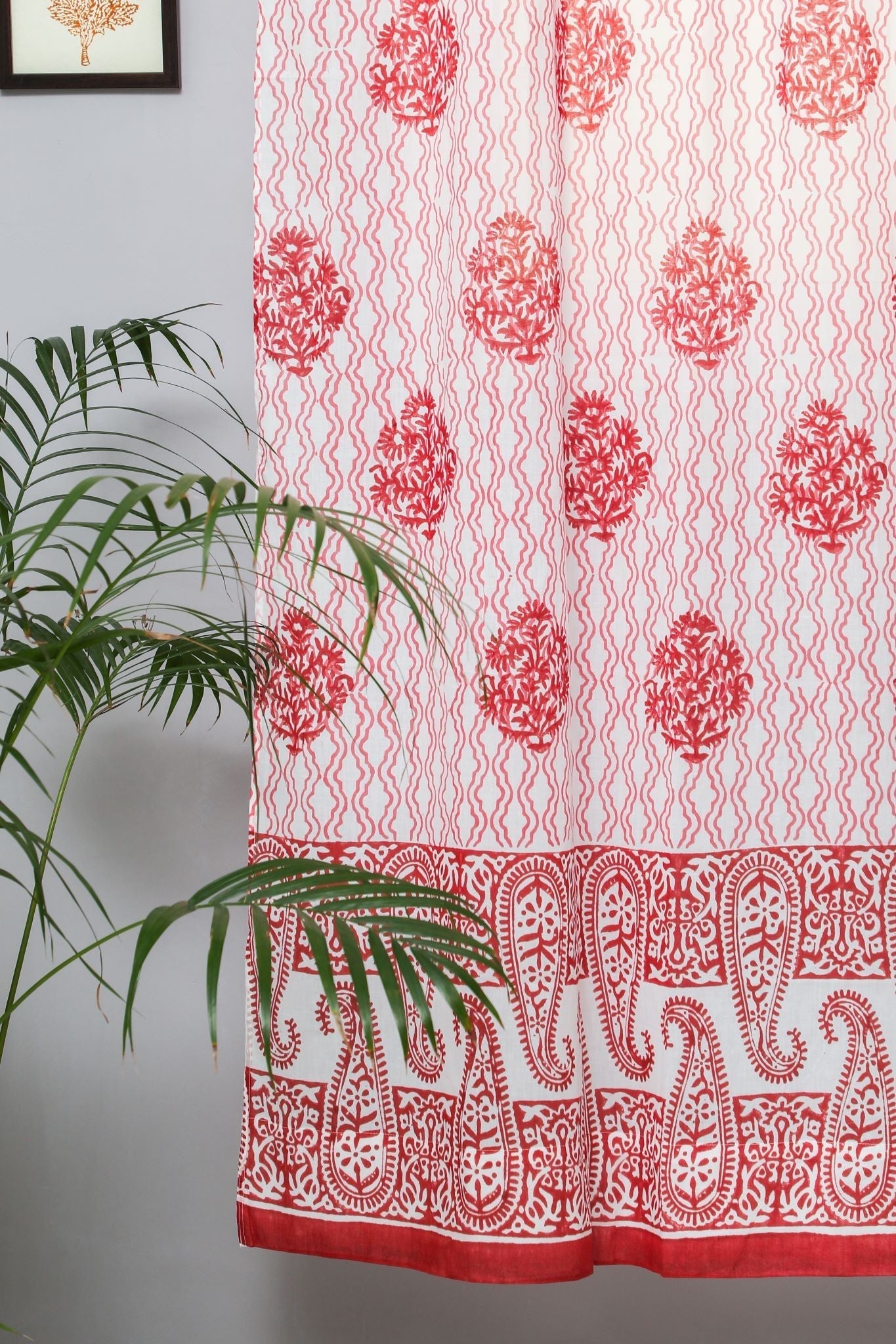 Dazzling Rose Handblock Printed Cotton Door Curtain