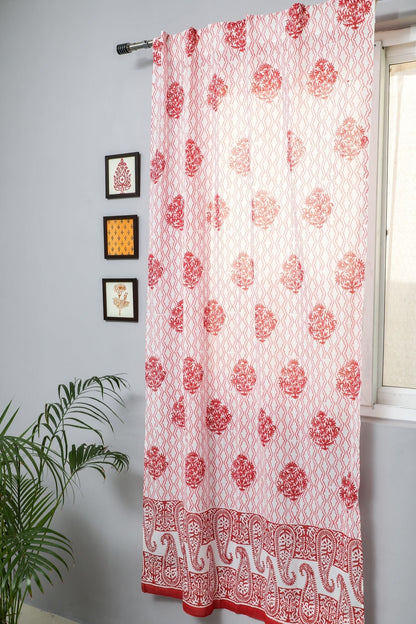 Dazzling Rose Handblock Printed Cotton Door Curtain