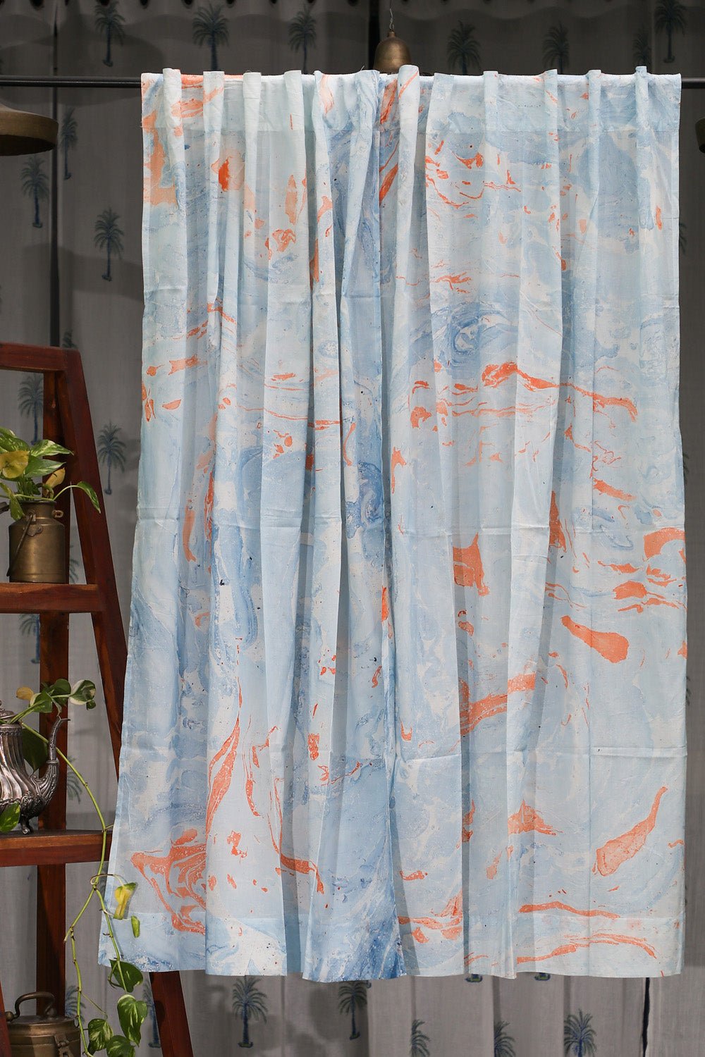 Dreams of Heaven Handmarble Printed Cotton Window Curtain