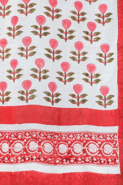 Evergreen cherry Handblock Printed Cotton Door Curtain