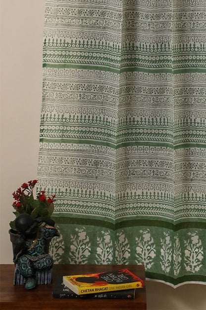 Floral Mosaic Handblock Printed Voile Cotton Curtain