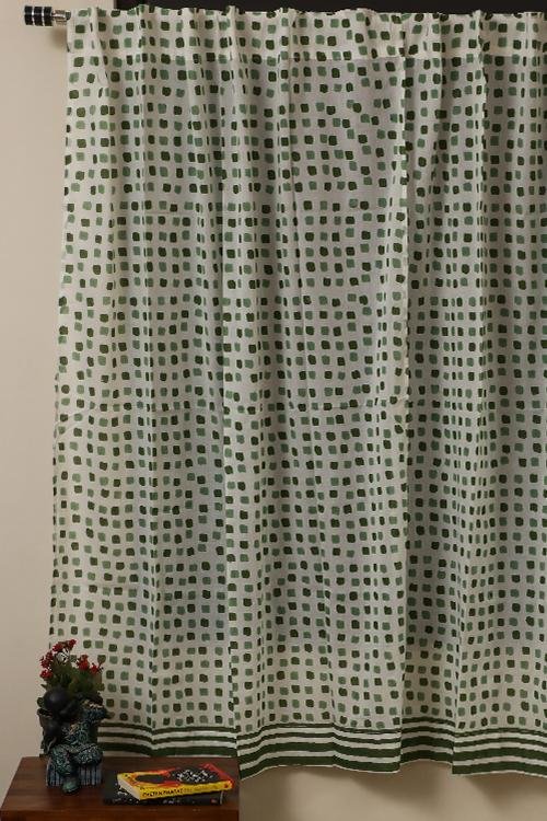 Flowering Checks Printed Voile Cotton Curtain