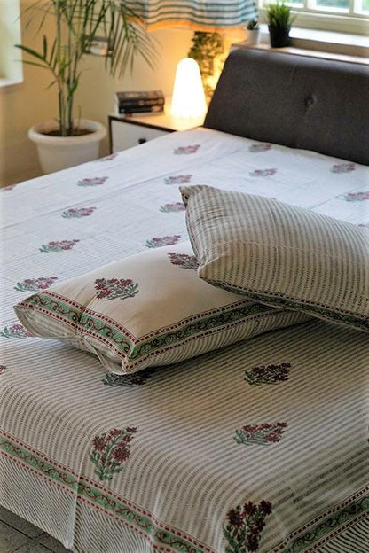 Garden Climbers Handblock Printed Cotton Bedsheet